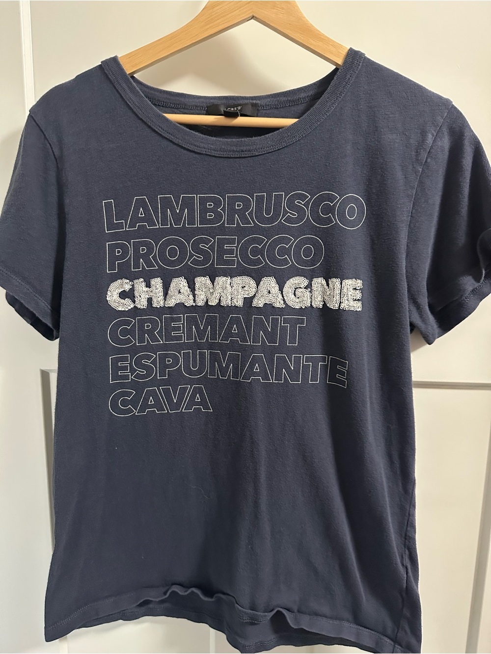 J. Crew Navy Blue Champagne Graphic Tee